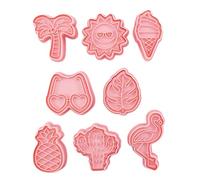 VALICLUD 8Pcs Summer Beach Cookie Molds High-Grade Plastic Biscuit Press with Adorable Shapes Easy Demold Washable Baking Tools for Home Pastry and Fondant Decoration