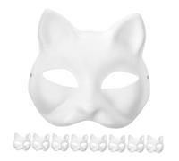 VALICLUD 9pcs Blank DIY Cat Masks for Hand Painting Unfinished White Papier Masks for Costume Parties Halloween and Special Events
