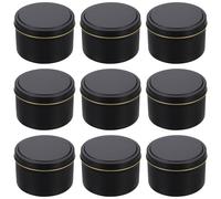 VALICLUD 9pcs Candle Making Tins Candle Tin Container 8oz Round Tinplate with Lids Black Storage Jars for Jewelry and Erasers Arts Crafts