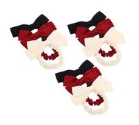 VALICLUD 9PCS French Vintage Satin Bow Hair Scrunchies Elastic Ponytail Holders with Smooth Silk Texture Secure Waist Wrap Design Elegant Ribbon Accessories for Women