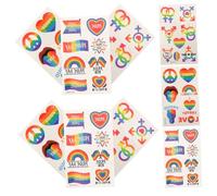 VALICLUD 9pcs Rainbow Pride Temporary Heart-shaped Gay Stickers for Boys, Face and Body Fake Tattoo Decals for Lgbtq+ Festival and Parade
