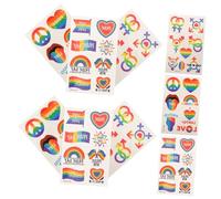 VALICLUD 9Pcs Rainbow Pride Temporary Set with Heart-Shaped Gay Stickers, Waterproof Fake Body for Boys, for Lgbtq Events and Party Decorations