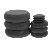 VALICLUD 9pcs Set Heated Massage Stones Set Black Basalt Therapy Stones for Neck Back and Waist for Spa Relaxation and Essential Oil Treatments Excellent Heat Retention and Mineral Rich