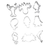 VALICLUD 9pcs Stainless Steel Ocean Animal Cookie Cutter with Egg Cooker Rings Safe Baking Accessories for DIY Biscuit Candy Whale Shark Crab
