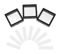 VALICLUD Acrylic Nail Art Storage Box Set 13pcs with 3 Black 7x7cm Thin Film Cases and 10 Acrylic Display Strips for Manicure Tool Organizer and Fake Nail Salon Supplies