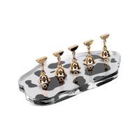 VALICLUD Acrylic Nail Tips Holder Manicure Base Set of 5 with Cow Print Pattern, Gold Nail Art Practice Stand for Salon Display and Training Tools