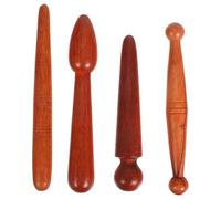 VALICLUD Acupressure Foot Massager Stick Set and Home Use 4pcs Wooden Handheld Trigger Point Therapy Tool Made of Sturdy Brown Wood for Traditional Chinese Medicine Massage