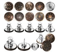 VALICLUD Adjustable Alloy Jeans Button Replacement Pins Set 20pcs Waist Tightener with Brown Sturdy Pants Button, Not Bend Under Finger Pressure, Easy to Install for Jackets and Skirts