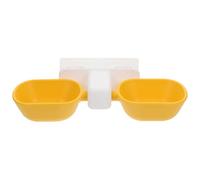 VALICLUD Adjustable Hanging Pet Double Bowl, Yellow Plastic Anti-tip Cat and Dog Feeding Water Feeder Height Control, Suitable for Crate and Travel Use