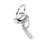 VALICLUD Adjustable Heart Chain Ring for Women Broken Heart Design Stylish Open Finger Jewelry for Parties Weddings Daily Wear Durable Metal Tassel Accessory