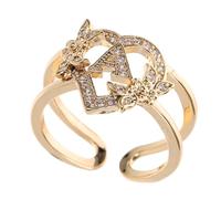 VALICLUD Adjustable Hollow Flower Letter Ring Copper Initial Rings for Women Teen Mothers Stackable Thumb Comfortable Polished Finish Birthday Valentine S Jewelry