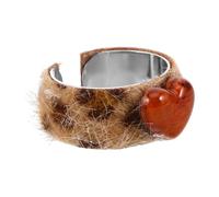 VALICLUD Adjustable Leopard Print Heart Ring Vintage Open Band Unique Alloy Jewelry for Women Everyday Wear Comfortable Fashion Accessory
