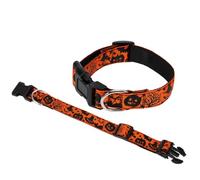 VALICLUD Adjustable Orange Nylon Halloween Dog Collar with Pumpkin Hat Design for Pet Dogs Comfortable and Stylish and Pet Sports Size L