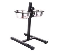 VALICLUD Adjustable Stainless Steel Elevated Dog Bowl with Stand 24Cm - Foldable Pet Feeder Bowl for Medium Dogs, Raised Food and Water Dish for Home and Travel