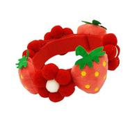 VALICLUD Adjustable Strawberry Flower Cat and Dog Collar Decorative Pet Neckband for Small Pets L Size Under 38cm Neck, Cute Floral Puppy Accessory