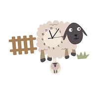 VALICLUD Adorable Cartoon Sheep Wall Clock with Pendulum Nordic Style Decorative Hanging Clock for Home Ultra Quiet Sweep Movement Eco Friendly Material Easy to Clean and High Precision