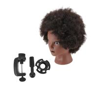 VALICLUD Afro Manikin Head Real Human Hair 10.6 Inch for Braiding and Styling Hairdressing Training in Barber Salons