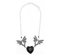 VALICLUD Alloy Bat Wing Pendant Necklace Gothic Style Crystal Neck Ornament for Halloween Party Travel Graduation Polished Finish Shiny Unique Jewelry for Women and Men