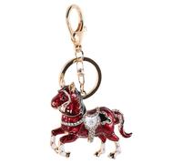 VALICLUD Alloy Enamel Animal Keychains Horse Keyring with Sparkling Rhinestone Design Red Decorative Portable Charm for Purse and Keys Stylish Fashionable Accessory Gift for Loved Ones