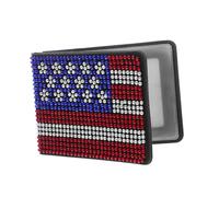 VALICLUD American Flag Rhinestone Car Driver License Holder PU Wallet Insurance Document Organizer Stylish Sparkle Card Case for Women Truck Accessories
