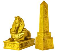 VALICLUD Ancient Egypt Resin Sphinx Figurine and Obelisk Statue Set, 2pcs Egyptian Desk Ornament for Office Tabletop Decoration, Creative Collectible Sculpture for Home Décor