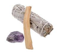 VALICLUD Aromatherapy Sage Bundle with Amethyst and Holy Wood Stick Natural Smudging Incense for Meditation and Yoga Portable Cleansing Kit for Relaxation and Spiritual Use
