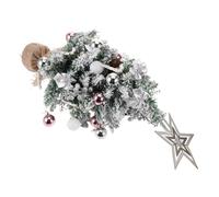 VALICLUD Artificial Mini Christmas Tree with Flocking White Pine Small Tabletop Xmas Decoration for Indoor Home Apartment Office Base Silver Finish No Assembly Needed