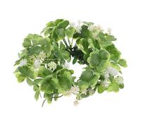 VALICLUD Artificial Shamrock Candle Holder Wreath Small Plastic St Patrick's Day Festival Decoration for Home Party Centerpiece