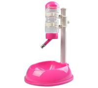 VALICLUD Automatic Dog Water Dispenser Adjustable Elevated Bowl, Pet Water Feeder Bottle in Rose Red for Indoor Feeding and Drinking Supplies