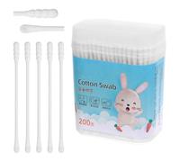 VALICLUD Baby Cotton Swabs 2 Boxes 200 pcs Cotton Buds with Round Spiral Head Tips Baby Care Buds for Ear Nose Eye Finger Cleaning and Drying