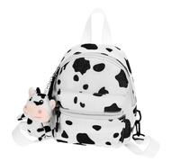 VALICLUD Backpack Cow Purse Schoolbag for Girls Boys Cows Cow Canvas Daypack Cow Pattern Tiny Stuff Plush Cow Pendant Cow Print Cow Bookbag Cow Stuff Kid Purse White Travel Bag Mini Toddler