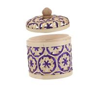 VALICLUD Bamboo Weaving Basket with Airtight Lid Small Round Storage Jar for Tea Bags Instant Coffee Snacks Compact Portable Household Organizer for Desk Cabinet