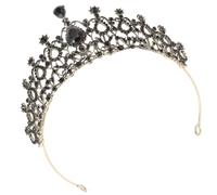 VALICLUD Baroque Black Bridal Crown Vintage Alloy Queen Headpiece Wedding Hair Accessories Party Headdress for Women
