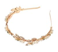 VALICLUD Baroque Leaf Crown Headband for Women Gold Wedding Hair Jewelry Elegant Goddess Headpiece with Intricate Alloy Leaves Stylish Bridal Accessory for Party and Ceremony