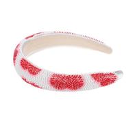 VALICLUD Beaded Heart Headband for Women High Crown Design Full Beads Embellishment Dazzling Hair Accessory for Weddings and Valentine Day Versatile Styling