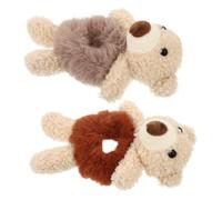 VALICLUD Bear Plush Hair Ropes 2pcs Hair Bands for Girls in Khaki and Coffee Colors and Casual Wear