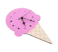 VALICLUD Bedroom Wall Clock Ice Cream Shape Wooden Hanging Clock Silent Mechanism Accurate Time Display Nordic Style Decorative Piece for Room