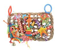 VALICLUD Bird Foraging Hanging Mat Parrot Chewing Woven Seagrass Bite for Conures and Small Parakeets Cage Accessory