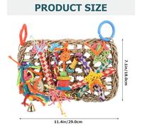 VALICLUD Bird Foraging Hanging Mat Straw Woven Parrot Chewing Plaything Medium and Large Bird Cage Accessory for Conures Macaws and Small Parrots