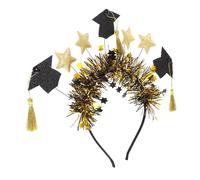 VALICLUD Black and Gold Star Tiara Graduation Headband Glitter Headpiece for Party Headbands for Teen Girls Mini Star Hat Decorations Kit