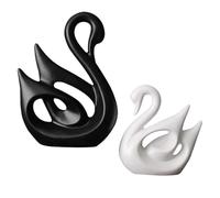 VALICLUD Black and White Ceramic Swan Lover Figurines Creative Couple Ornaments for Home Office Study Decor Sturdy Nordic Style Table Decoration Artistic Desktop Sculpture
