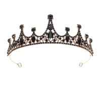 VALICLUD Black Baroque Bridal Crown Hair Accessory with Full Black Rhinestones, Elegant Wedding Headdress for Brides, One-piece Wedding Hair Decor for Formal Dress