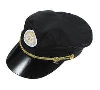 VALICLUD Black Cotton Sailor Captain Hat Embroidered Performance Costume Accessory for Party Dress Up and Cosplay
