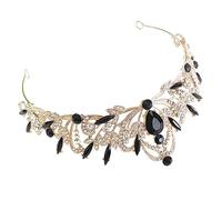 VALICLUD Black Crystal Rhinestone Bridal Tiara Wedding Headband for Women Delicate Leaf Crown Hair Accessory Sparkling Birthday Party Prom Ornament Durable and Elegant Design