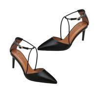 VALICLUD Black Hollow Pointed Toe High Heel Sandals for Women Buckle Strap Spring Summer Footwear Elegant Single Shoes for Work and Shopping