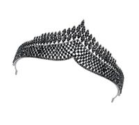 VALICLUD Black Retro Bridal Crown Hair Accessory Alloy and Rhinestone, Fixes Head Securely and Not Easy to Fall, for Wedding, Birthday or Party Use