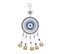 VALICLUD Blue Evil Eye Wind Chime Hanging Decoration with Sunflower and Bell Handmade Pendant for Car Rearview Mirror Garden and Home Charm Lightweight and Versatile Ornament