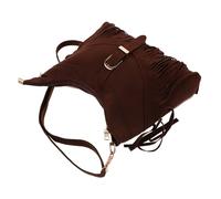 VALICLUD Bohemian Suede Crossbody Bag for Women Ethnic Embroidered Shoulder Purse Vintage Retro Style Handwoven Fringe Design Casual Travel Accessory Deep Brown
