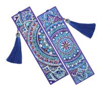VALICLUD Bookmarks Decor Crafts Painting Bookmark Rhinestone 2pcs with Pu Material, Delicate Pattern for Crafts and Reading Progress