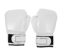 VALICLUD Boxing Gloves 1 Pair White Pu Leather Training Gloves with Sponge Liner Adjustable Snug Fit for Fighting Practice and Striking Practice